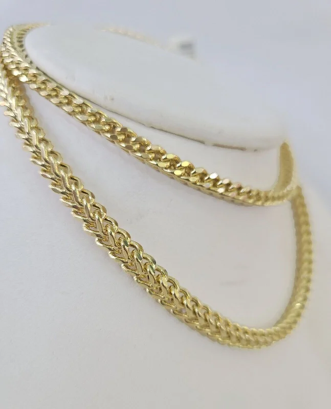 Beautiful necklaces and pendants with diamond halo settings for extra brilliance-Real 10k Franco Chain Yellow gold 4mm 18inch necklace lobster lock 10kt