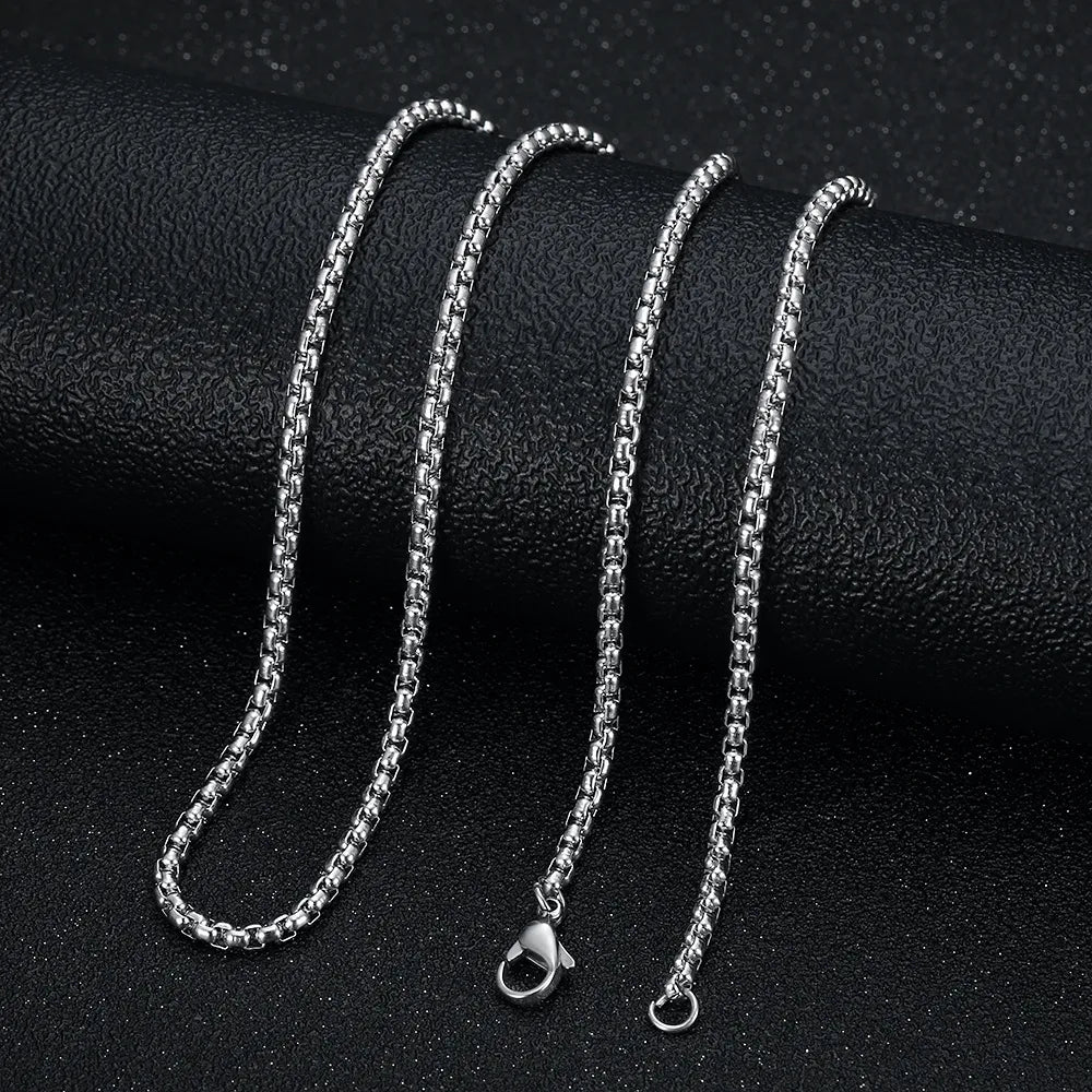 3.0 * 60cm Steel Color Square Pearl Chain