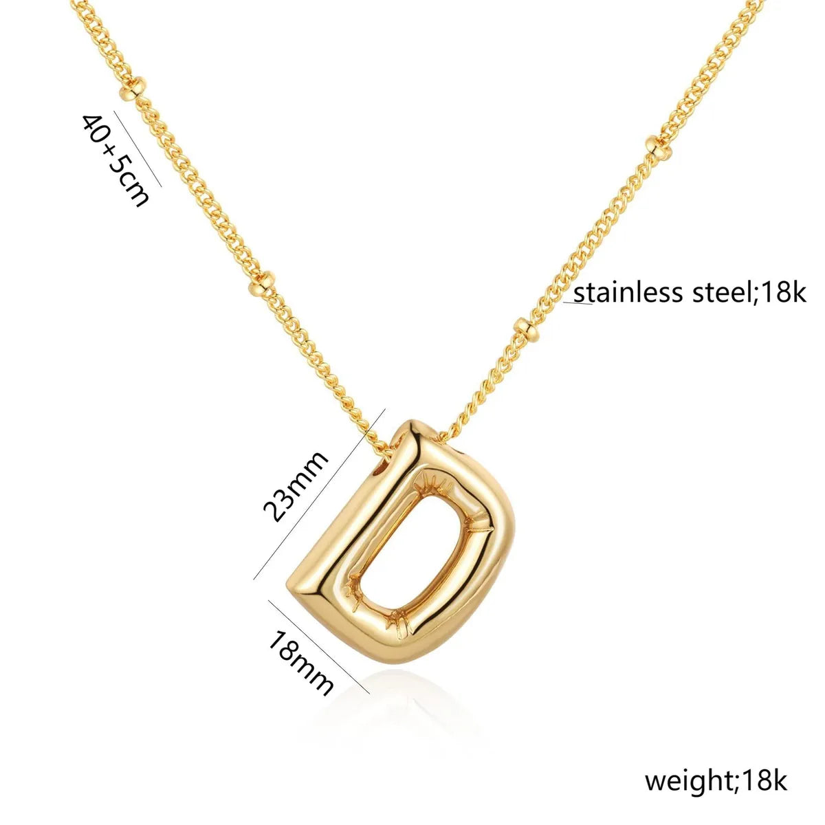 Bead Necklace Letters D-Gold