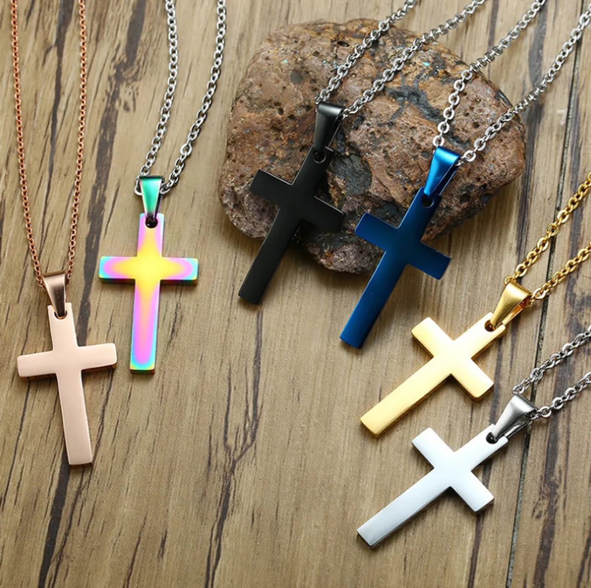 Best necklaces and pendants with glowing moonstone for an ethereal glow-Simple Style Cross Stainless Steel Pendant Necklace Plating Stainless Steel Necklaces