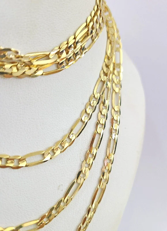 Unique necklaces and pendants with vintage-inspired designs for timeless appeal-10K Solid Figaro Link Chain Necklace Yellow Gold 4.5mm 20" 22" 24" 10kt