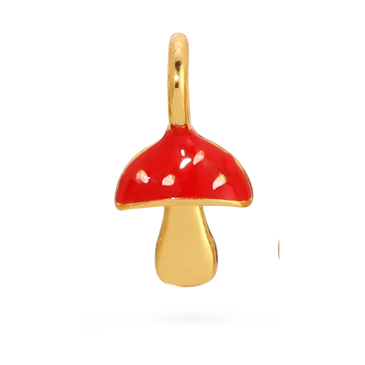 Best necklaces and pendants with intricate beadwork for a bohemian-inspired look-Charm Garden - Mushroom Charm - Gold