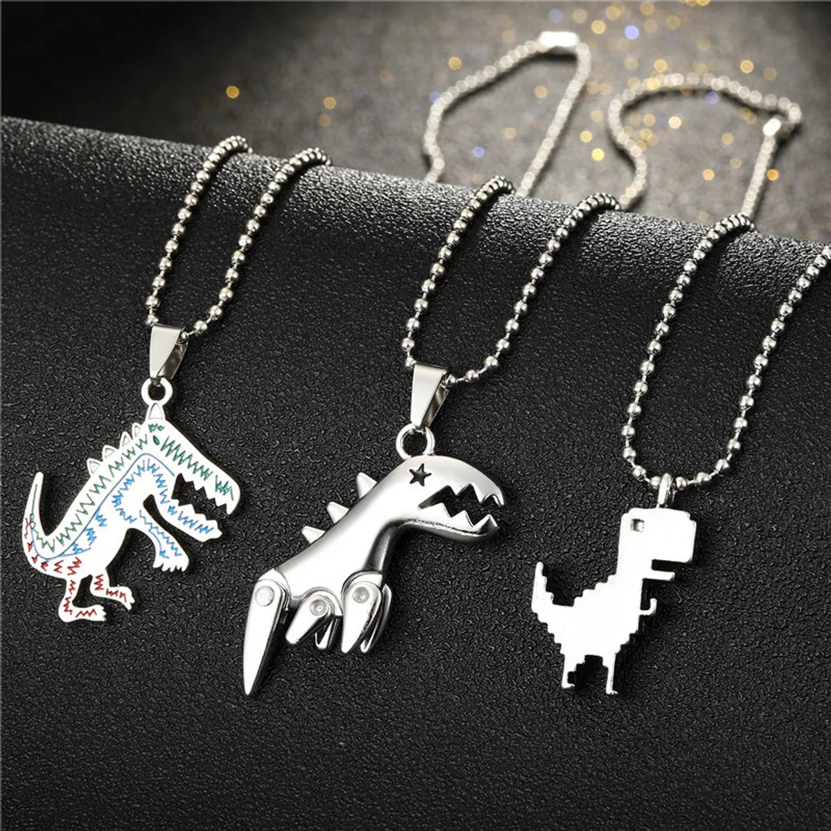 Necklaces and pendants with geometric pendants for a clean, contemporary design-Fashion Cute Painted Small Dinosaur Alloy Necklace Wholesale