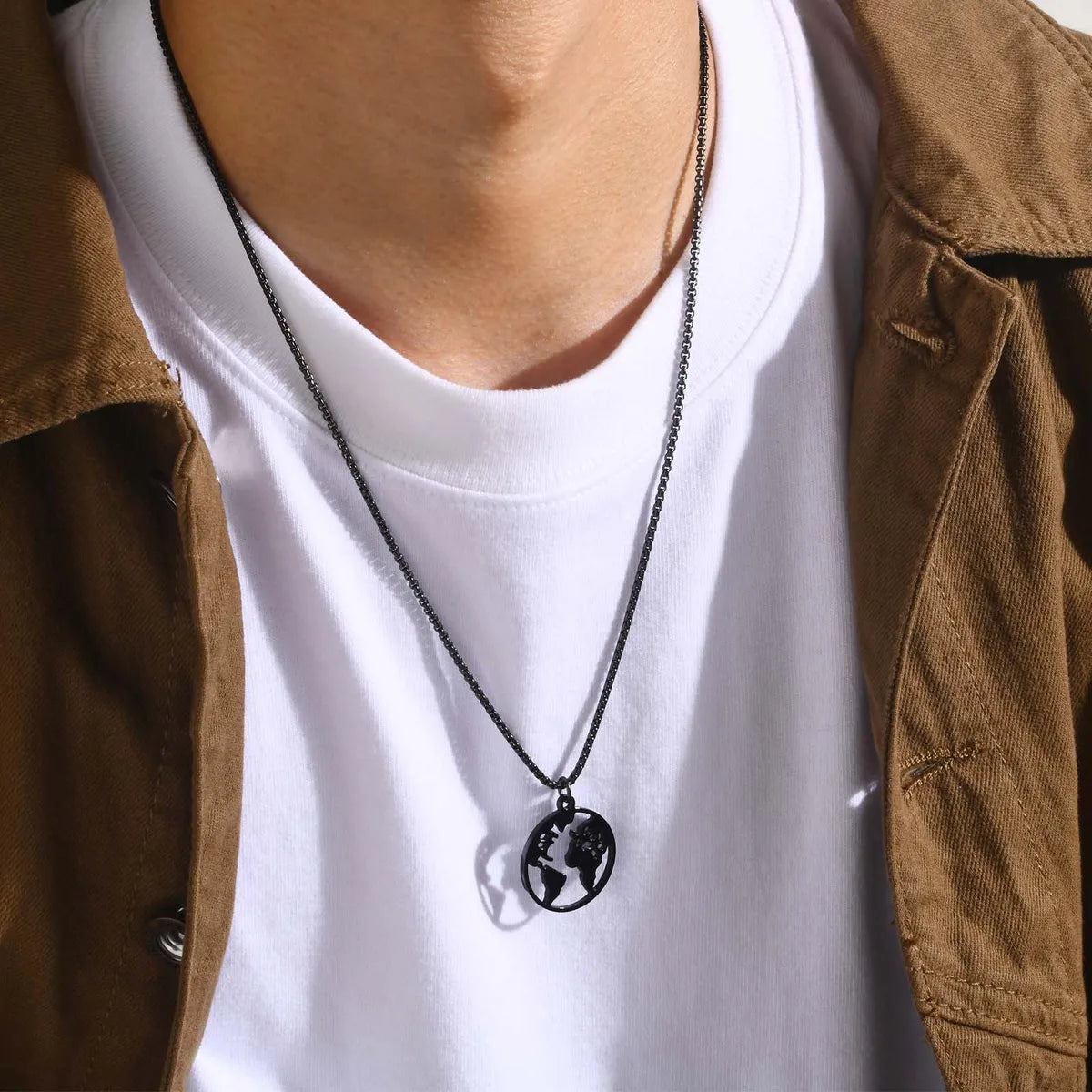 Best necklaces and pendants with black diamonds for an edgy, bold statement-1 Piece Fashion Geometric Stainless Steel Plating Men'S Pendant Necklace