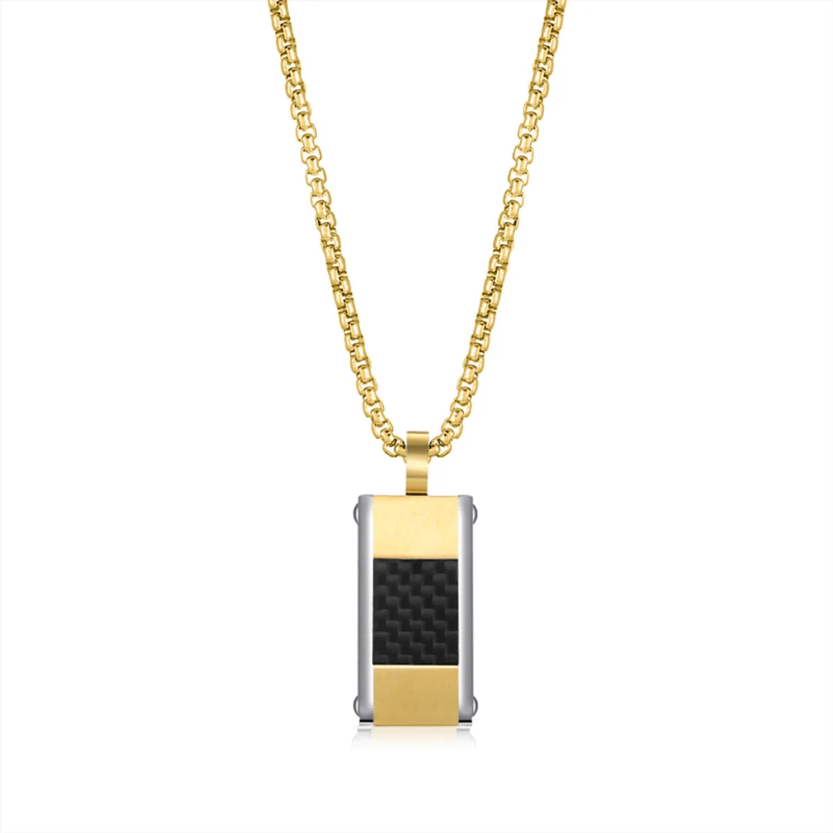 Necklaces and pendants with zodiac constellation designs for an astrological touch-Commute Square Stainless Steel Polishing Plating 18k Gold Plated Men'S Pendant Necklace