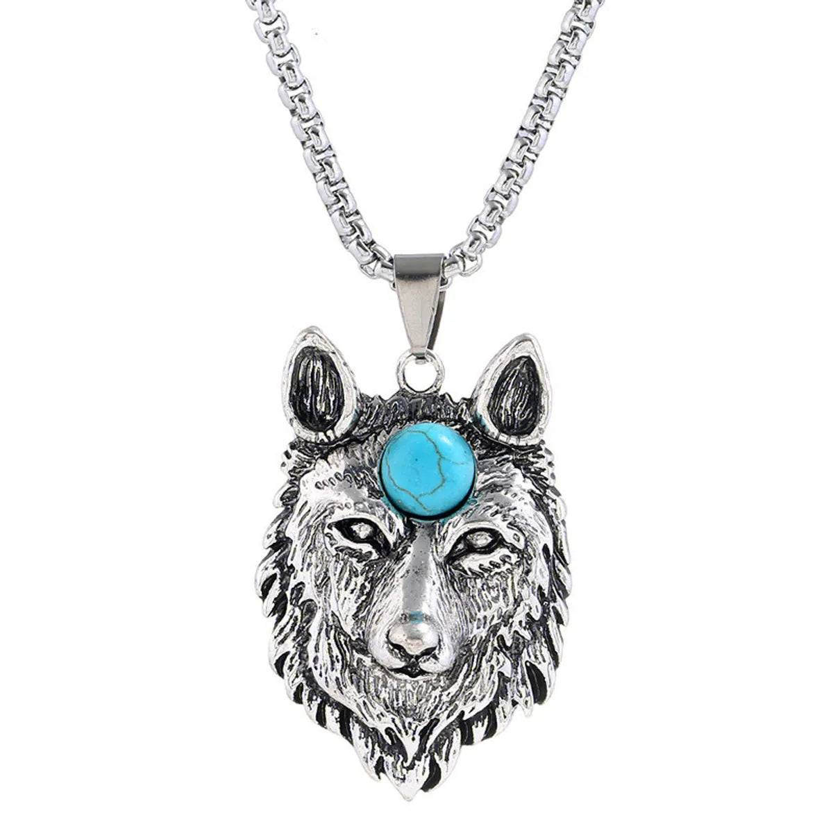 Wolf Head Crack Titanium Steel Necklace