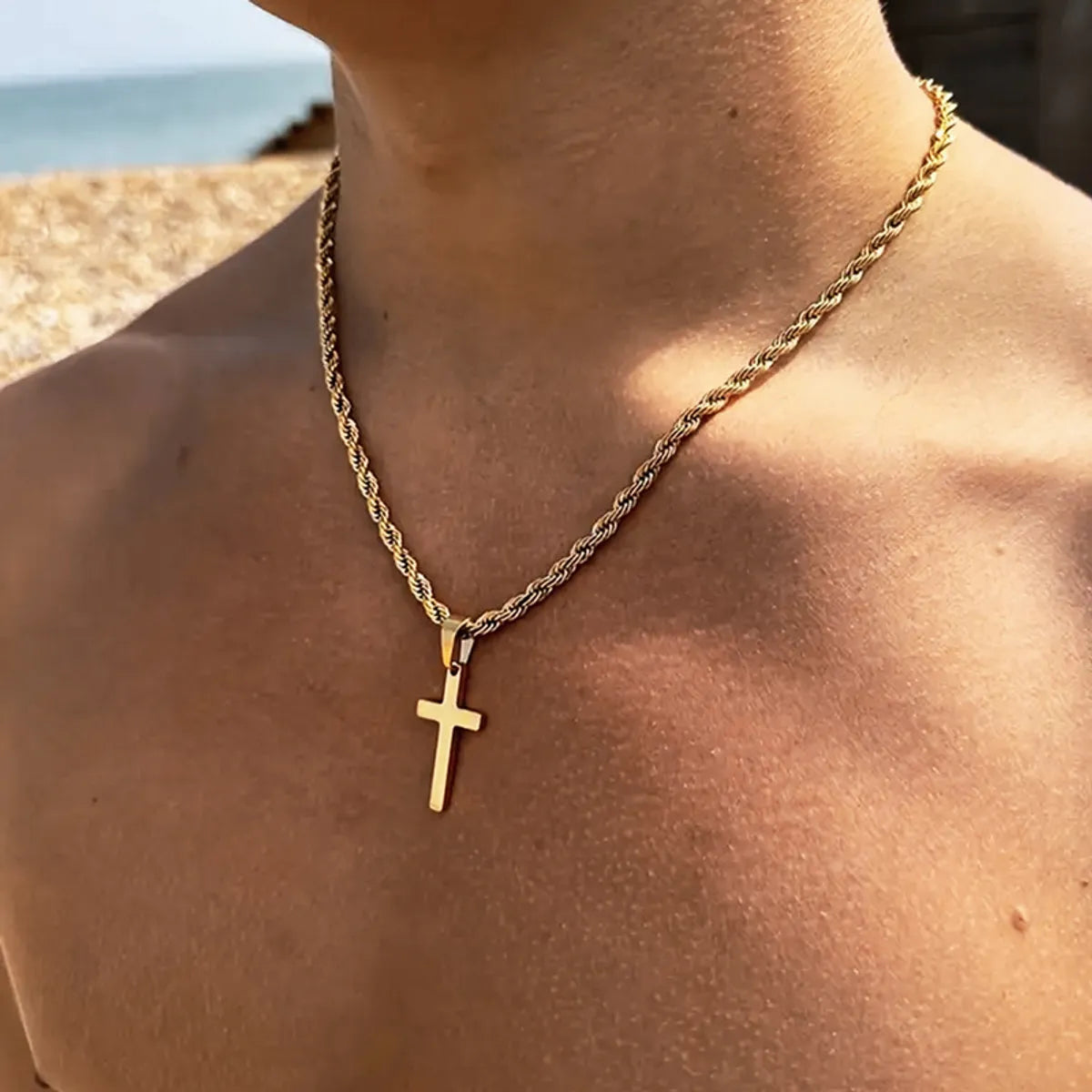 Stunning necklaces and pendants with ruby and diamond combinations for a luxurious effect-Basic Simple Style Classic Style Cross 304 Stainless Steel 18K Gold Plated Men'S Pendant Necklace