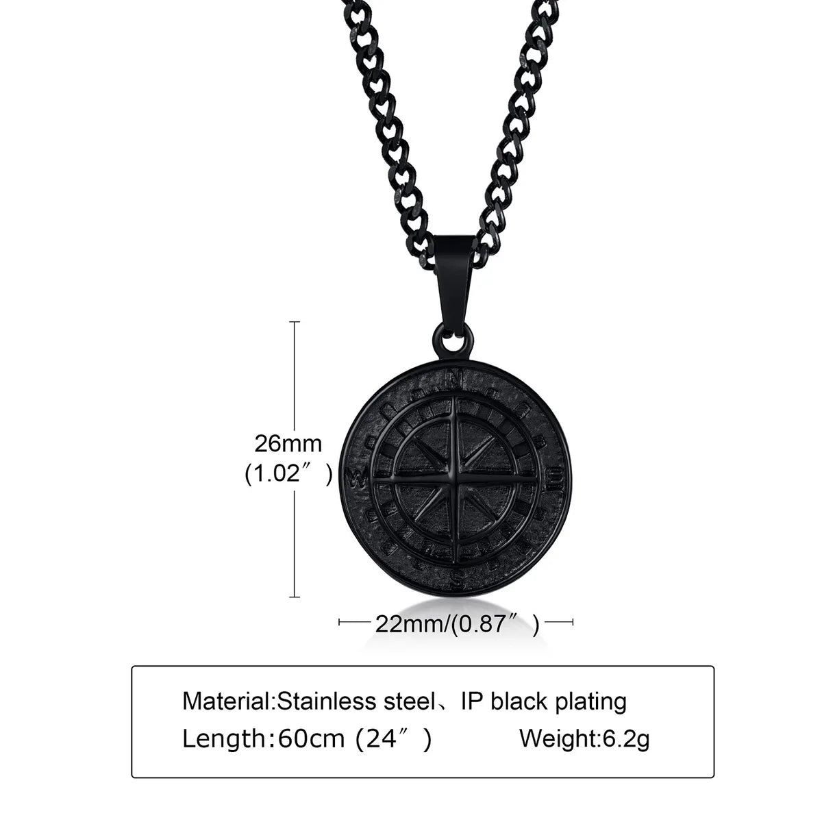 Black Pendant Grinding Chain 60cm