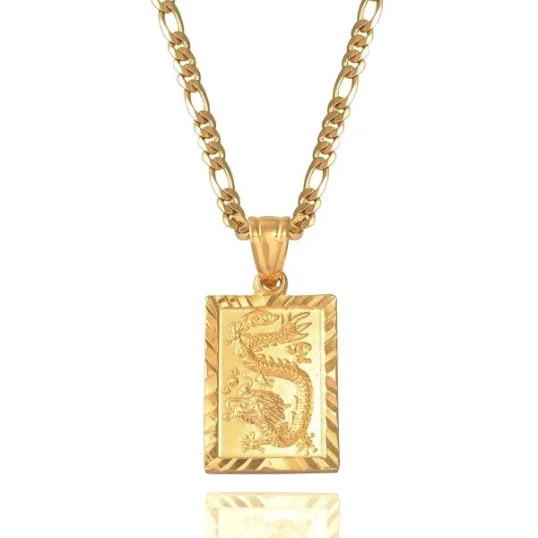 Best necklaces and pendants with personalized coordinates for a special keepsake-Classy Men Gold Plated Dragon Pendant Necklace