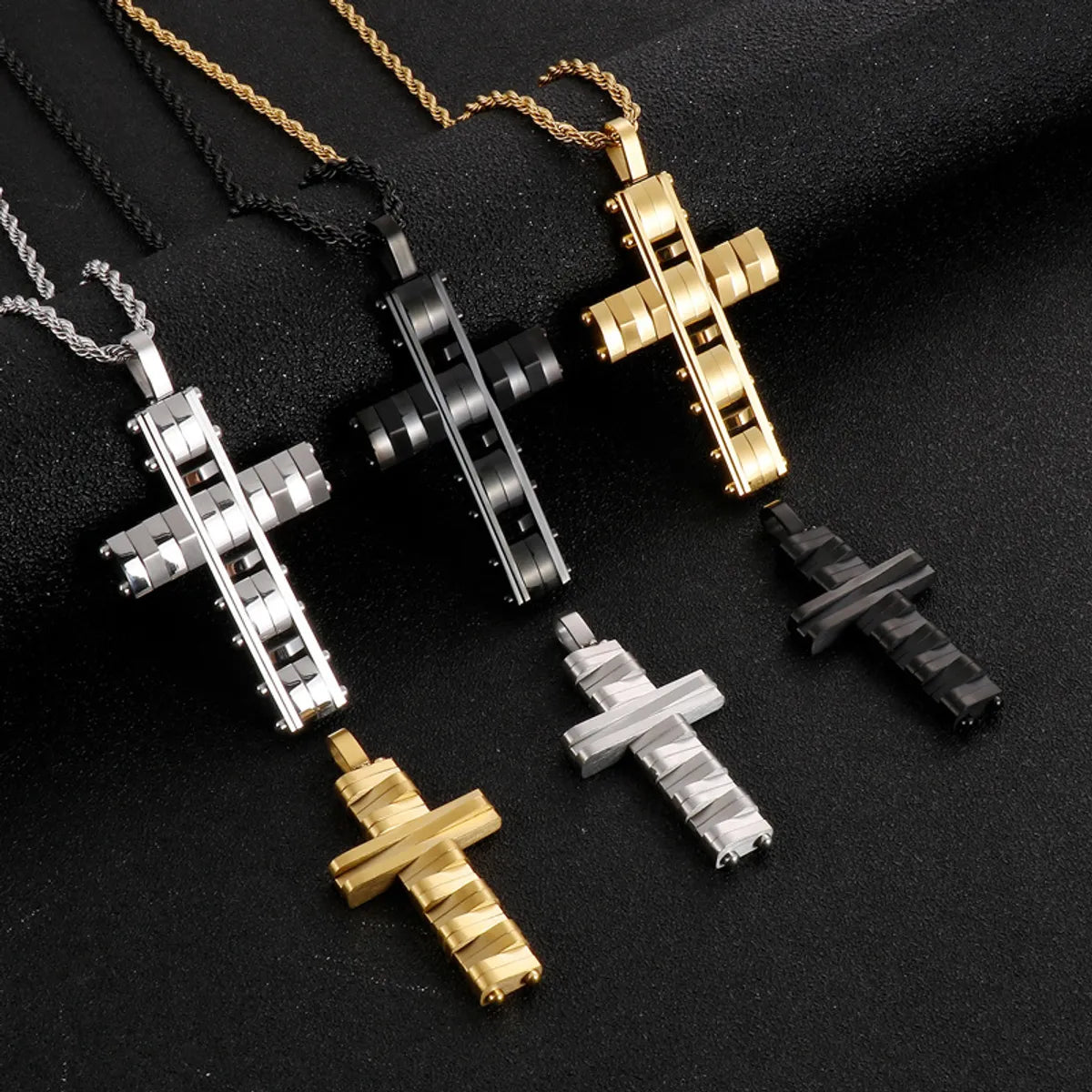 Unique necklaces and pendants with vintage-inspired designs for timeless appeal-Hip-Hop Cross Titanium Steel Plating Men'S Pendant Necklace