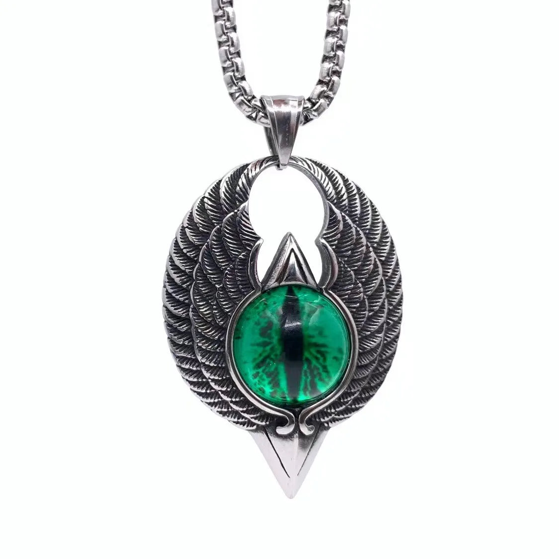 Green Eye Pendant with 70cm Long Chain