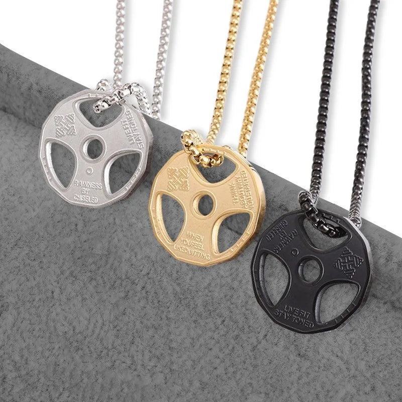 Best necklaces and pendants with matching rings for a coordinated jewelry set-Hip-Hop Retro Dumbbell Piece Round 304 Stainless Steel Plating Men'S Pendant Necklace