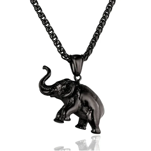 Best necklaces and pendants with layered designs for a chic, stacked look-Classy Men Black Elephant Pendant Necklace