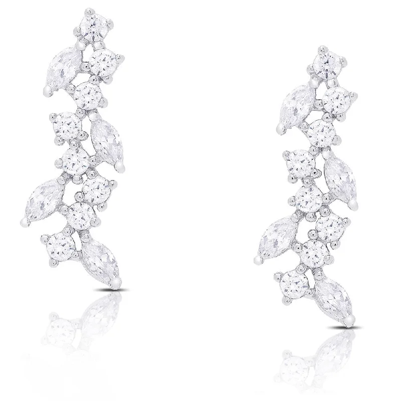 Maximalist Drop Earrings for Bling -Samantha Stone Sterling Silver Cubic Zirconia Drop Cluster Earrings