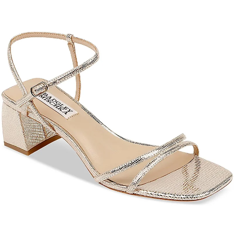 Comfortable sandals for women with padded straps and soft footbed for long wear-Badgley Mischka Womens Carlota Leather Ankle Strap Block Heels