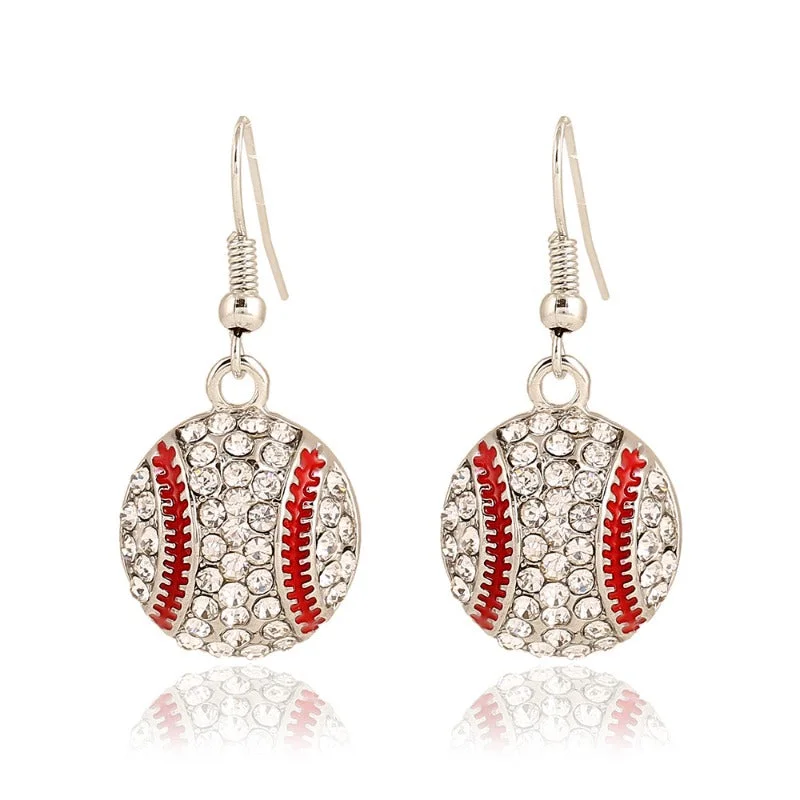 Waterproof Drop Earrings for Outdoor -Wholesale Fashion Trendsetter Diamond Studded Baseball Earrings