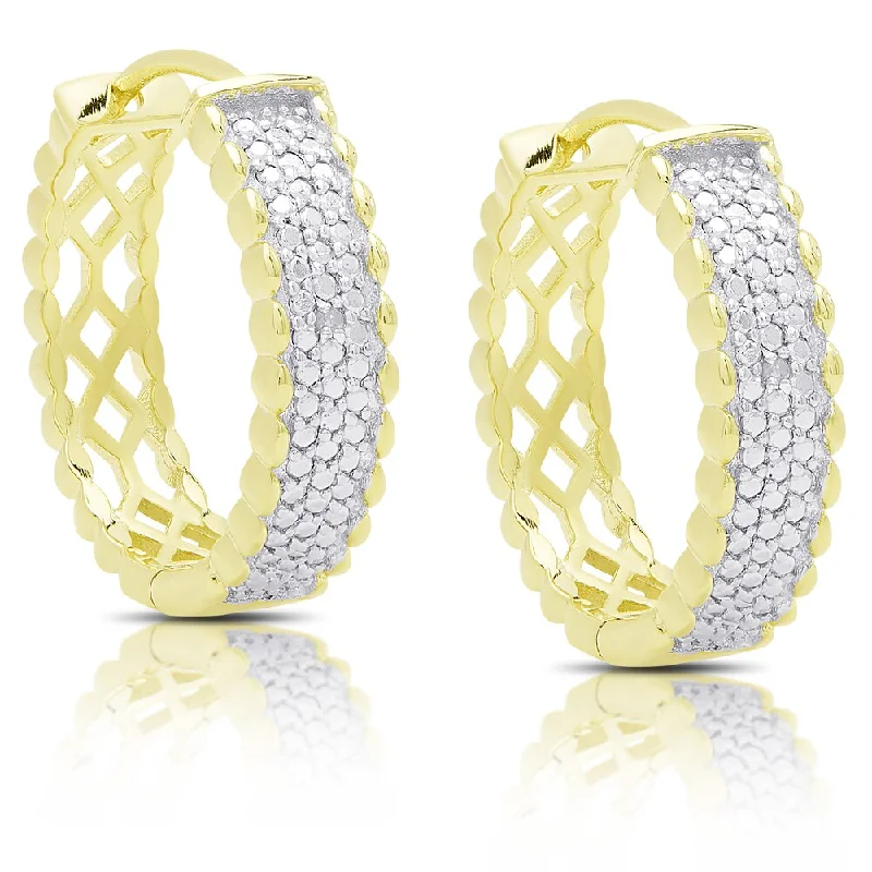 Lead Free Drop Earrings for Health -Finesque Gold Over Silver Diamond Accent Hoop Earrings