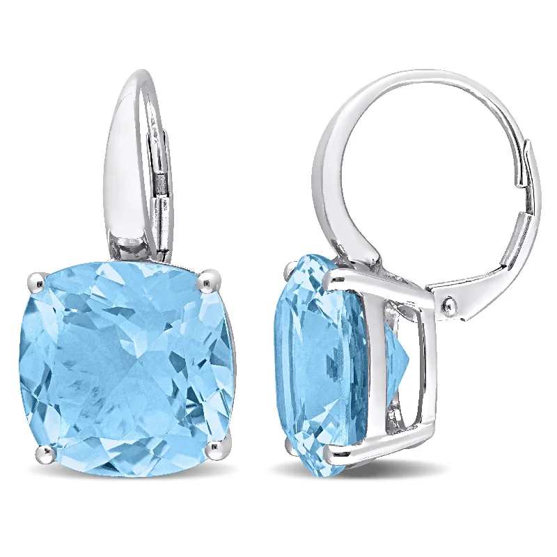 Leverback Drop Earrings for Comfort -Mimi & Max 23 1/3ct TGW Sky Blue Topaz Leverback Earrings in 14k White Gold