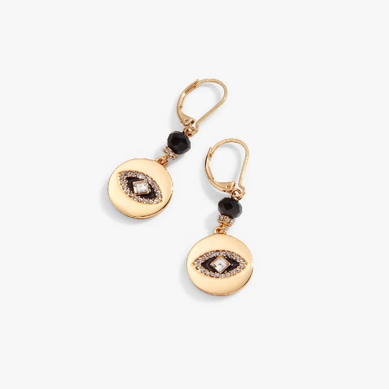 Oval Drop Earrings for Grace -Pavé Evil Eye Drop Earrings