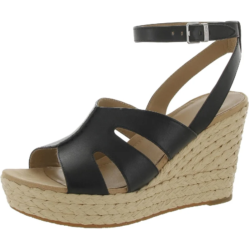 Beach sandals for women with slip-on design and vibrant color options-Ugg Womens CAREENA Leather Wedge Wedge Heels