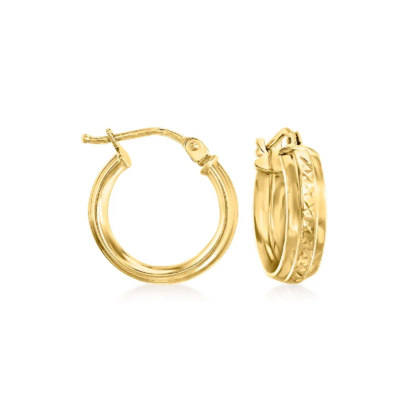 Drop Earrings with Infinity Symbols -Ross-Simons Italian 14kt Yellow Gold Huggie Hoop Earrings