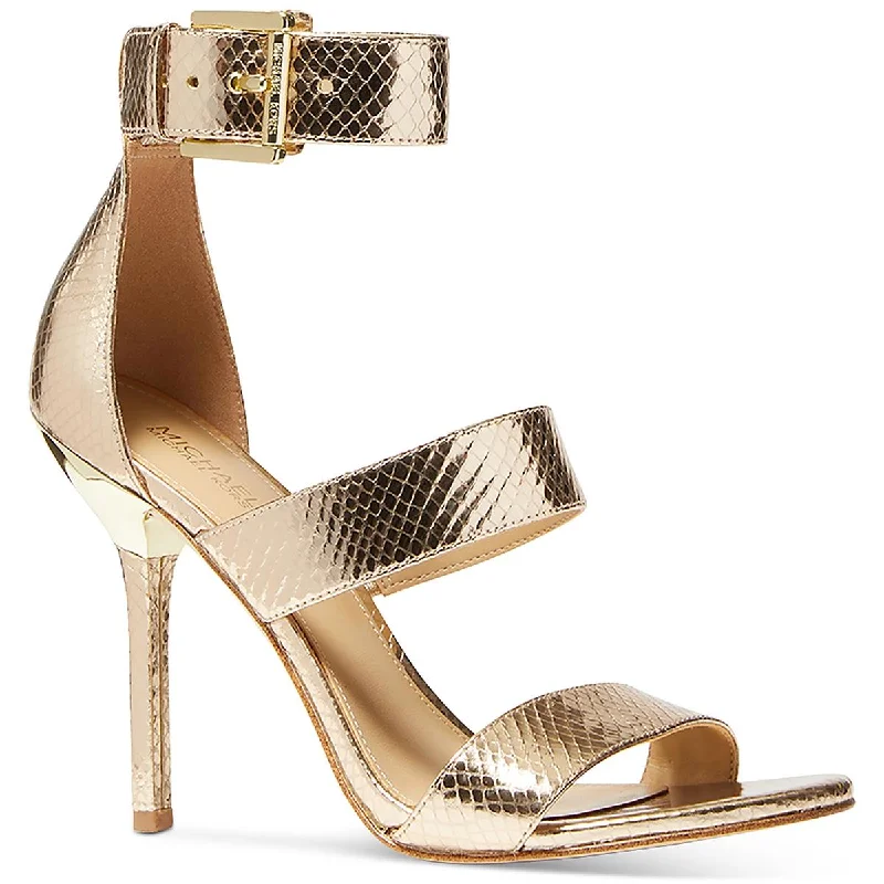 Elegant sandals for women with rhinestone accents and ankle straps for formal looks-MICHAEL Michael Kors Womens Amal Leather Ankle Strap Heels