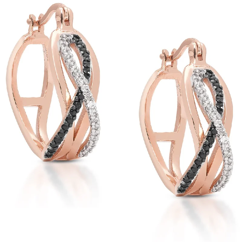 Drop Earrings for Valentine's Day -Dolce Giavonna Rose Goldplated Cubic Zirconia Infinity Design Hoop Earrings