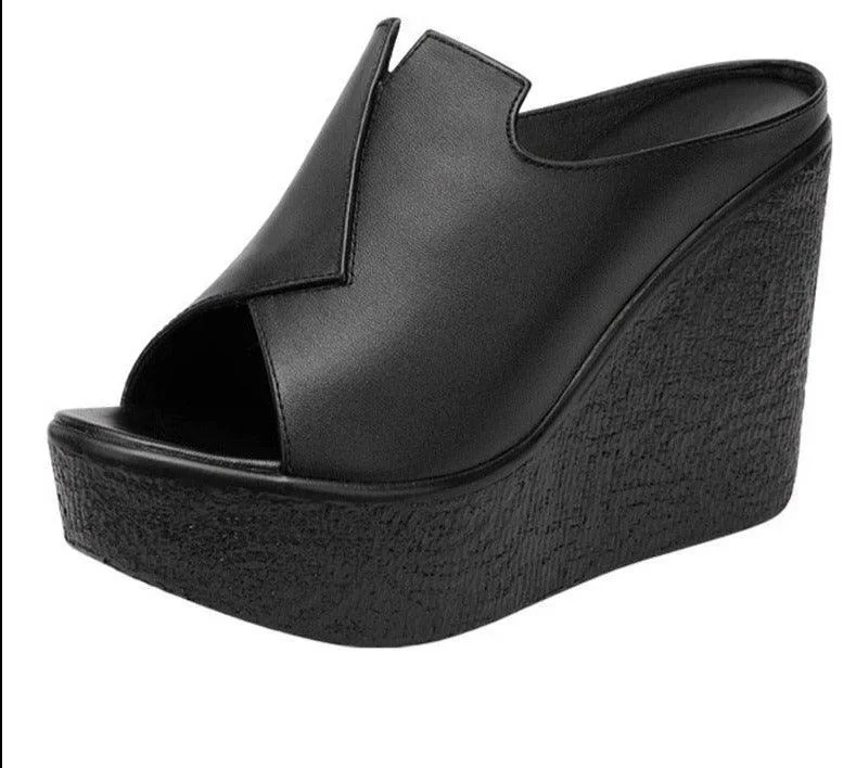 Casual sandals for women with flat soles and comfortable fit for everyday wear-Slip-on Heels Wedge Sandals