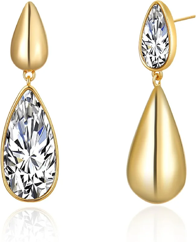 Drop Earrings with Hammered Finish -18k gold Modern Mismatch Tear Drop Earrings