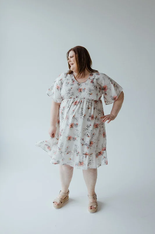 Plus size dresses with classic vibes never age -Sandals for running errands -Plus size dresses for hourglass figure -FLUTTER SLEEVE SMOCKED V-NECK FLORAL DRESS