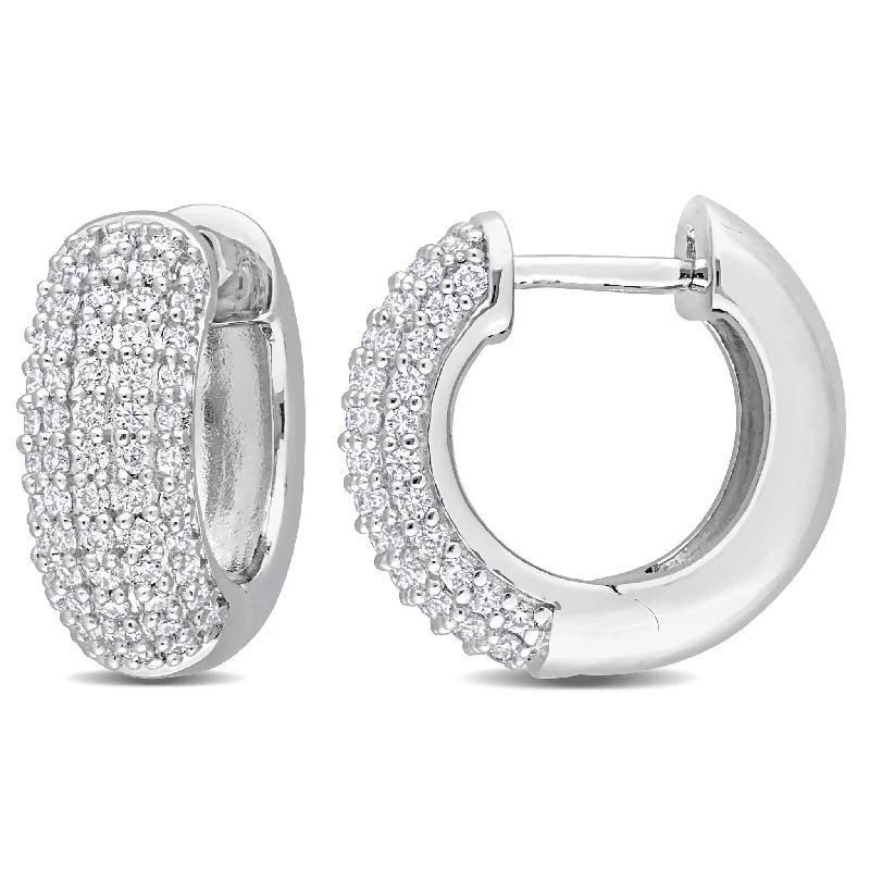 Oval Drop Earrings for Grace -Miadora 5/8ct DEW Created Moissanite Multi-Row Hoop Earrings Sterling Silver