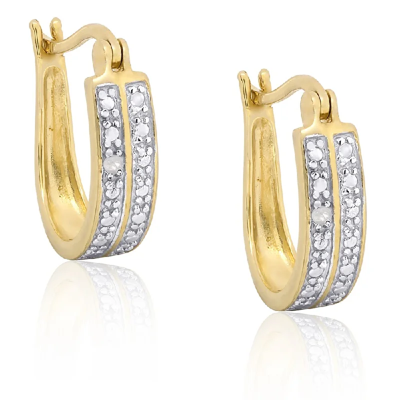 Drop Earrings for Travel Look -Finesque Gold Over Sterling Silver Diamond Accent Hoop Earrings