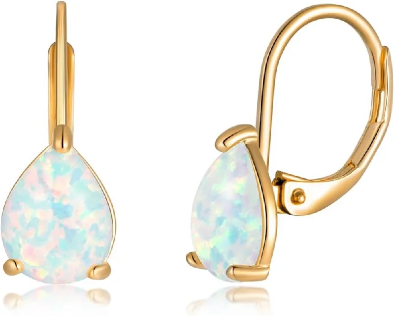 Drop Earrings with Star Motifs -18k Gold Blue Opal Drop Earrings