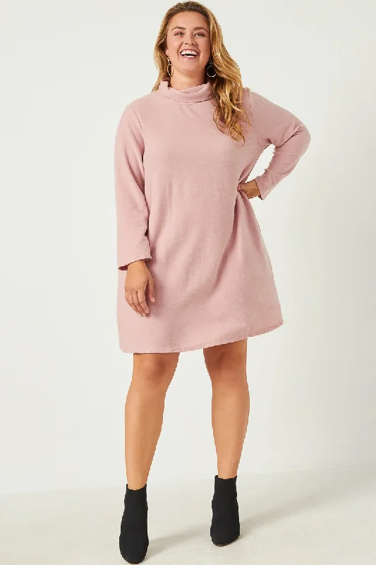 Plus size dresses for parties shine with confidence -Sandals for walking long distances -Plus size long sleeve dresses -Turtleneck Long Sleeve Brushed Knit Shift Dress