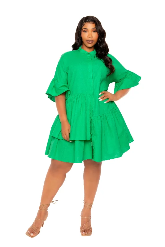 Plus size dresses featuring ombre effects look artsy -Sandals with open-toe design -Plus size dresses for evening events -Linen Flutter Mini Dress