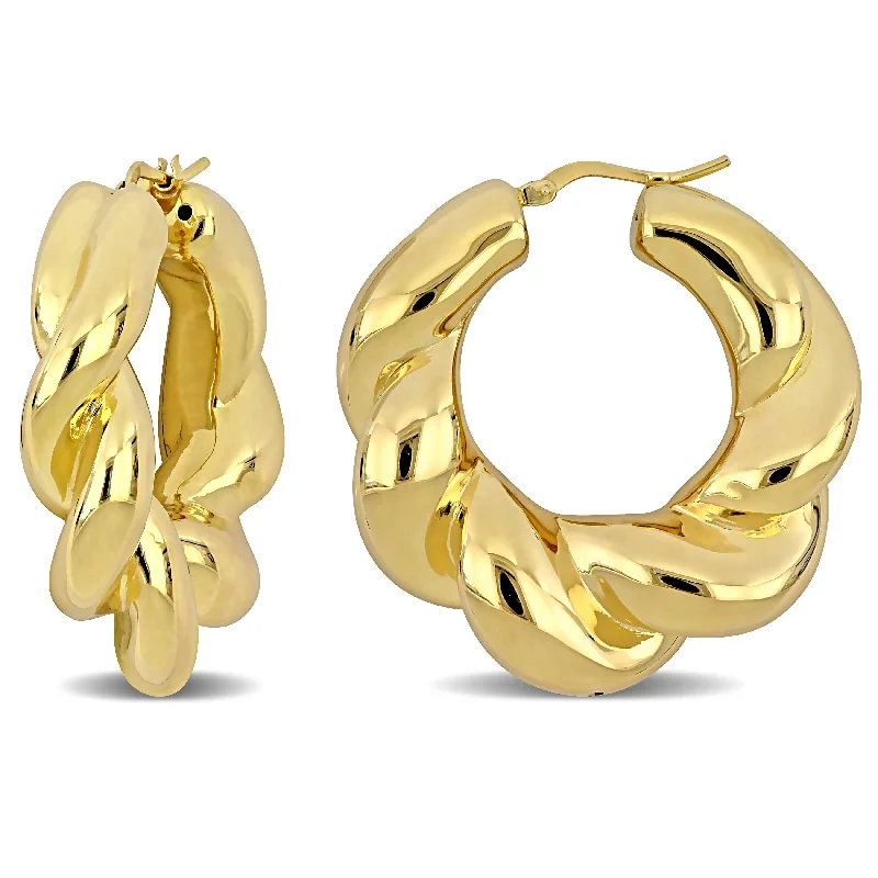 Drop Earrings for Formal Attire -Miadora Yellow Plated Sterling Silver Hoop Earrings