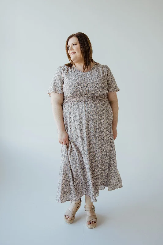 Plus size dresses featuring chiffon layers feel airy -Sandals for comfortable sightseeing trips -Plus size dresses for modern women -FLUTTER SLEEVE DRESS WITH SLIT IN HAZY SUNSET