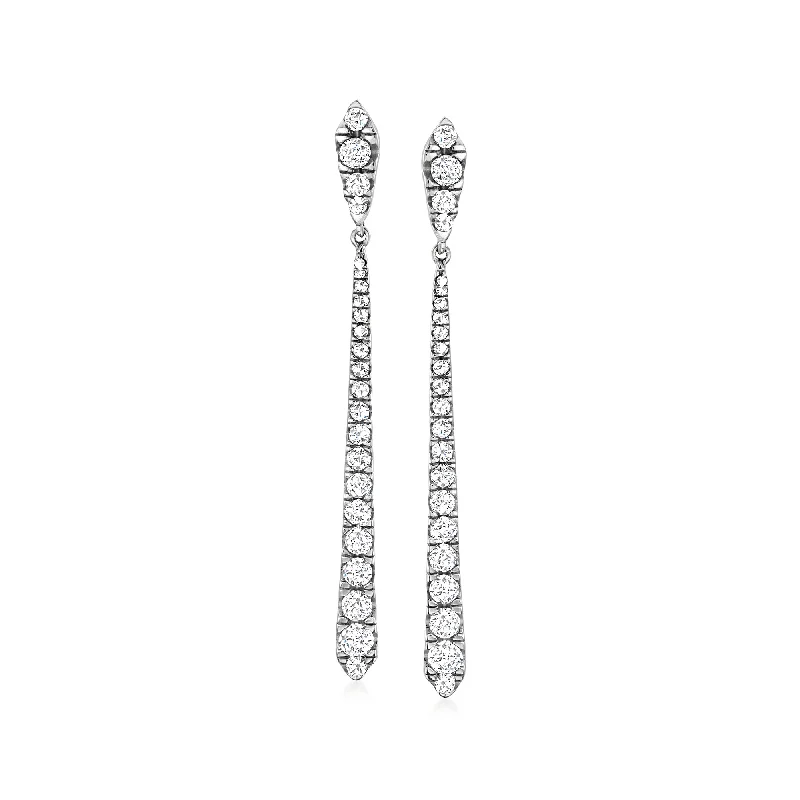 Heavy Duty Drop Earrings for Durability -Ross-Simons Diamond Linear Earrings in Sterling Silver