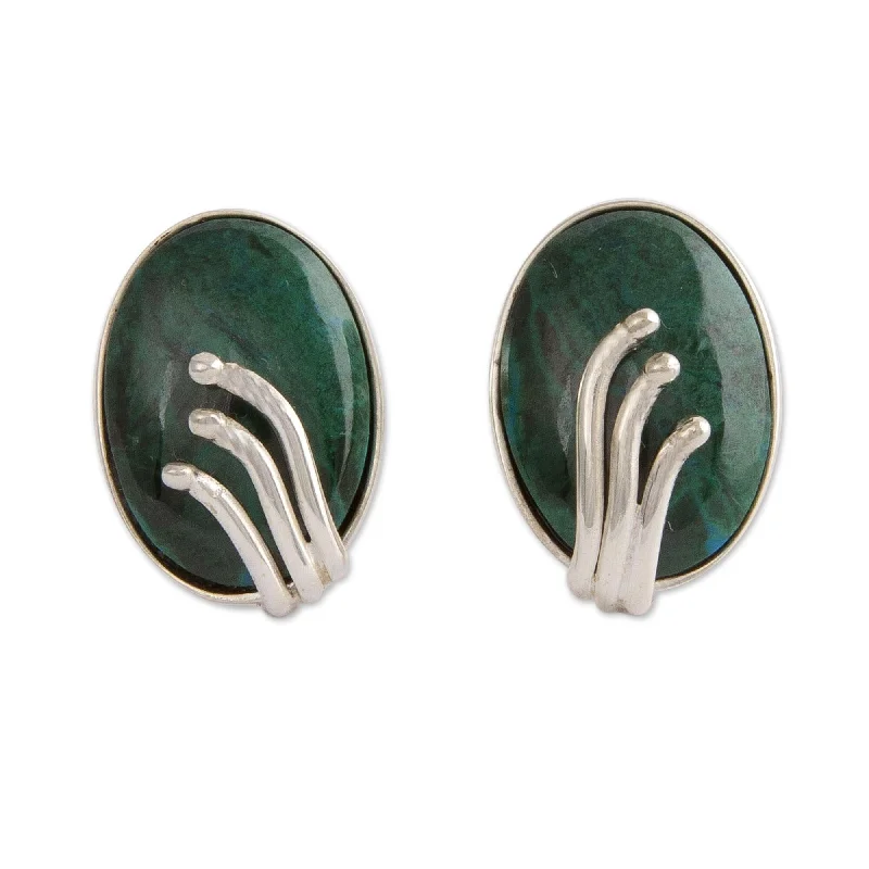 Retro Drop Earrings for Nostalgia -Novica Handmade Loyal Friendship Chrysocolla Button Earrings