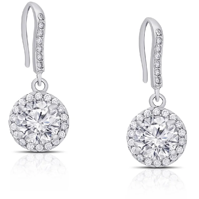 Short Drop Earrings for Subtle -Dolce Giavonna Sterling Silver Cubic Zirconia Dangle Earrings