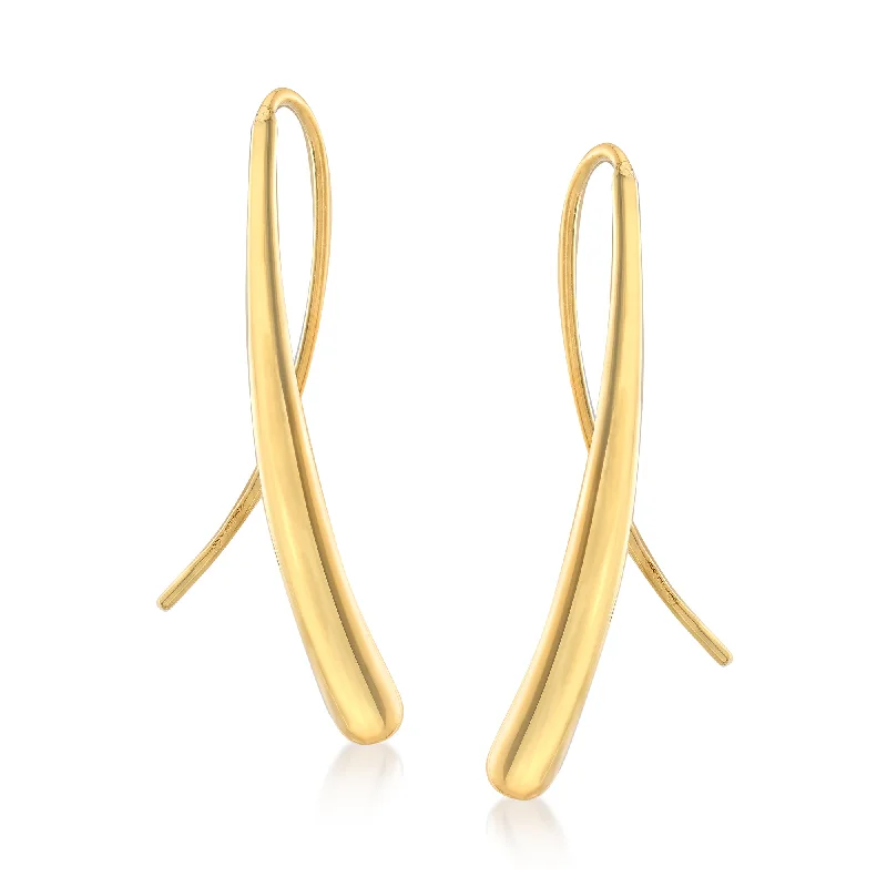 Drop Earrings for Bridesmaids Look -Ross-Simons 14kt Yellow Gold Long Teardrop Earrings