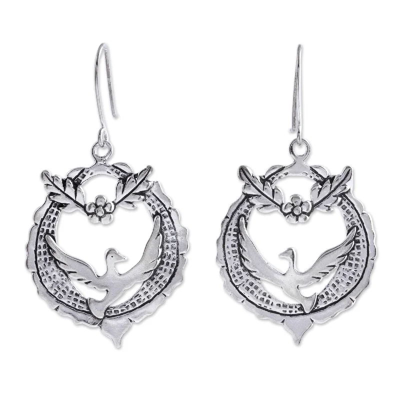 Drop Earrings with Animal Motifs -Novica Handmade Peace Doves Sterling Silver Dangle Earrings