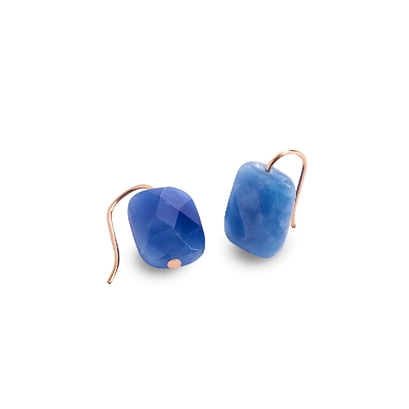 Drop Earrings for Prom Night -Quartz Denim Blue Gemstone Drop Earrings