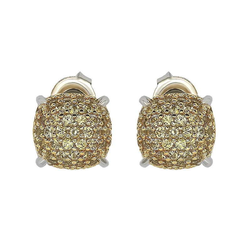 Gemstone and Diamond Drop Earrings for Opulence -Suzy Levian Sterling Silver Yellow Sapphire & Diamond Accent Pave Cluster Earrings