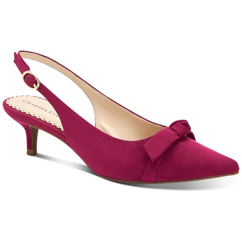 Comfortable sandals for women with elastic straps and lightweight construction for ease-Charter Club Womens Givanna Suede Kitten Slingback Heels