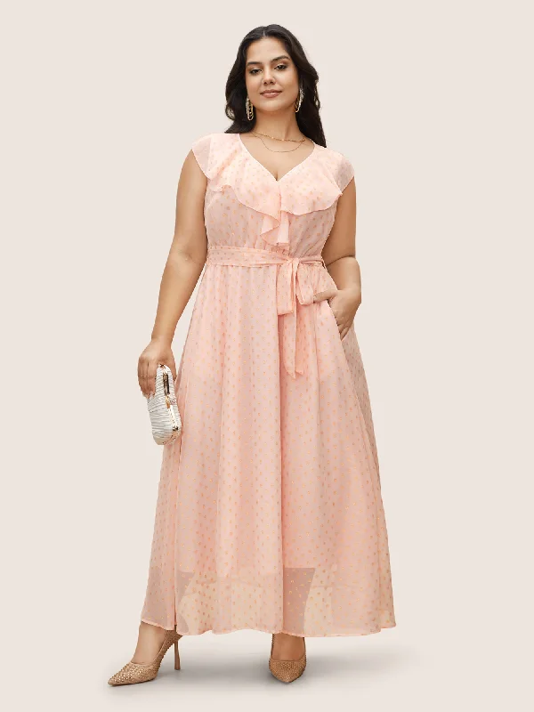 Plus size dresses featuring wrap styles are versatile -Flat sandals with arch support -Plus size dresses for graduations -Polka Dot Ruffles Belted Sleeveless Dress