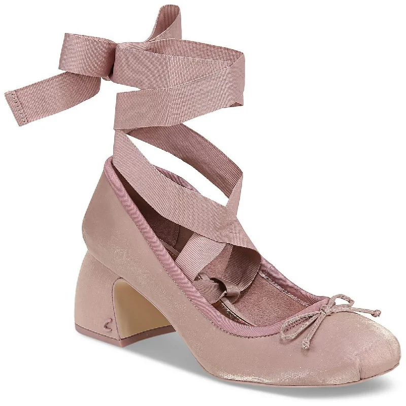 Comfortable sandals for women with contoured footbed and easy-to-adjust straps-Circus by Sam Edelman Womens Della Satin Bow Mary Jane Heels