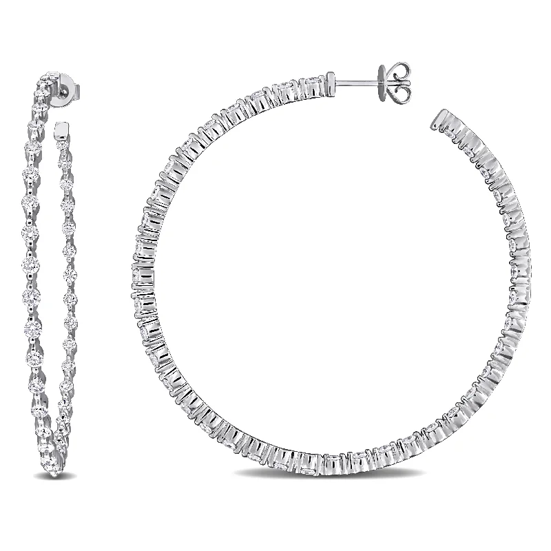 Diamond Drop Earrings for Luxury -Created Forever by Miadora 2 3/4ct TDW Lab-Grown Diamond Inside Out Hoop Earrings in 14k White Gold