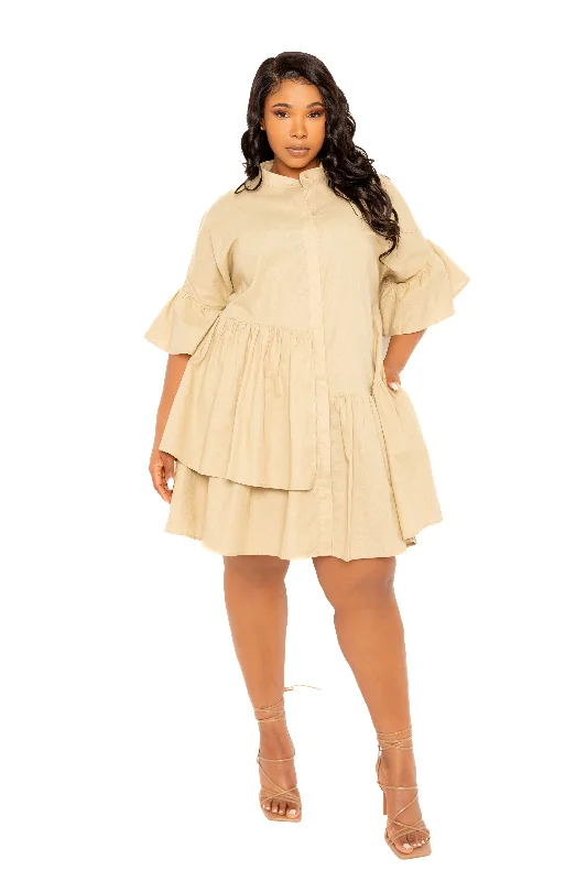 Plus size dresses with short sleeves suit spring -Chic sandals for evening wear -Plus size dresses for prom -Linen Flutter Mini Dress