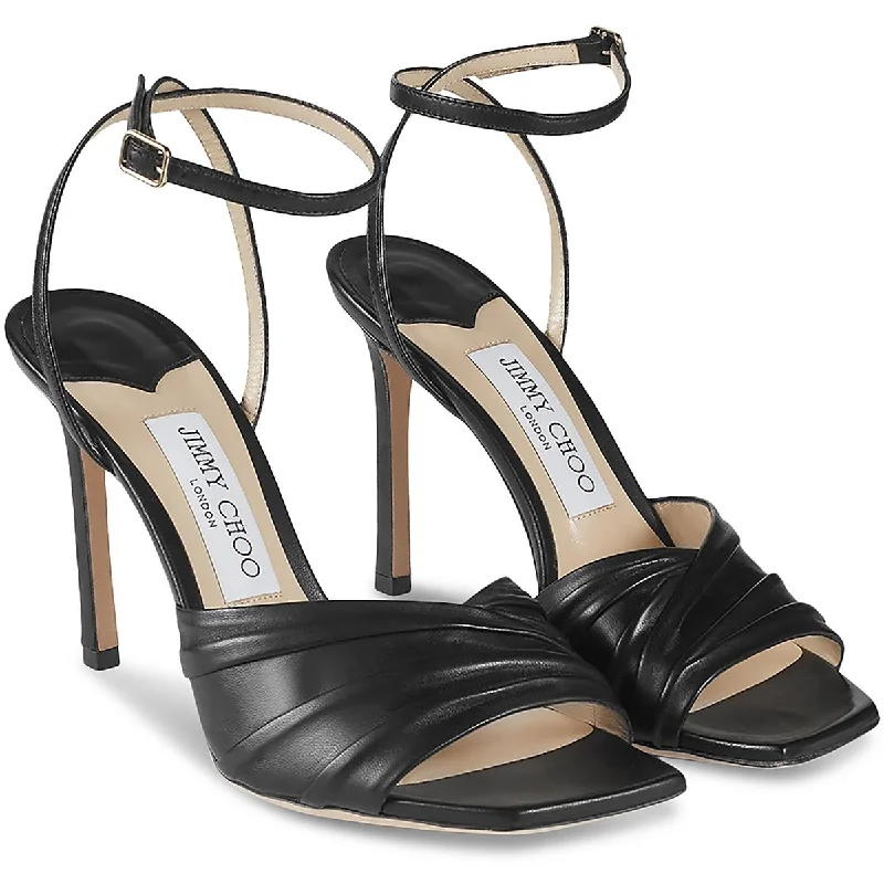 Comfortable sandals for women with plush straps and flexible soles for daily use-Jimmy Choo Womens Basil Leather Square Toe Heels